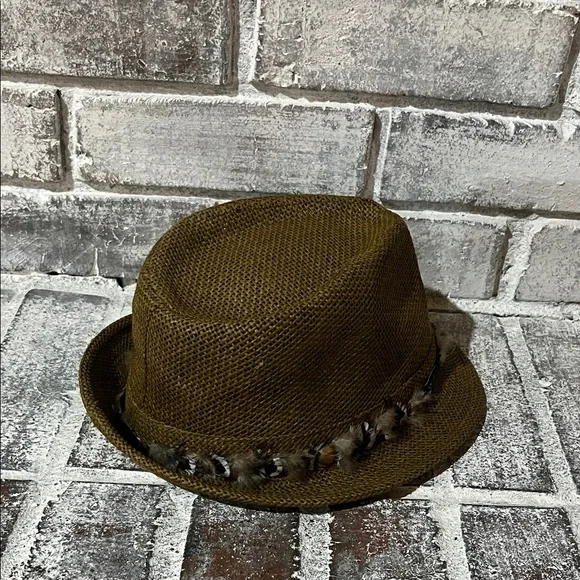 Brown Fedora Hat with Feather Band - Picture 12 of 16